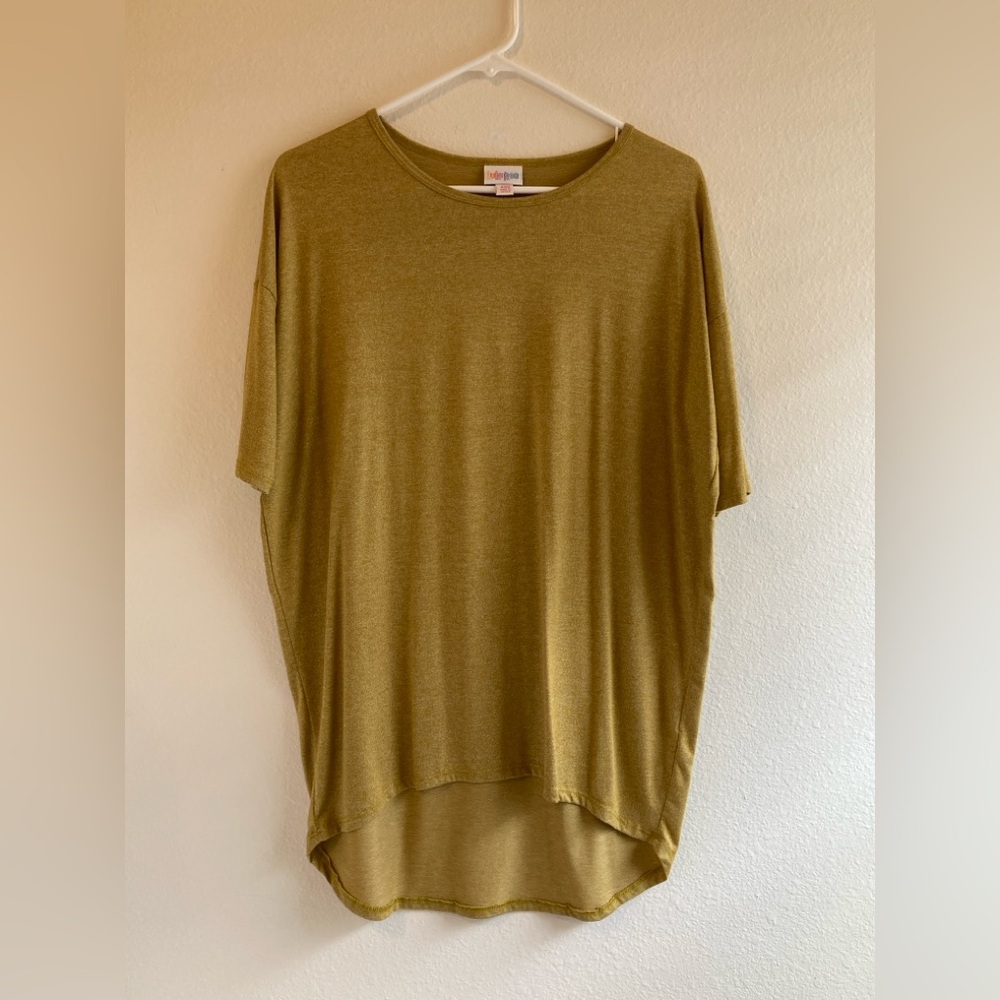 LuLaRoe Irma Tunic Size XXS Mustard Yellow Heathered Oversized Top